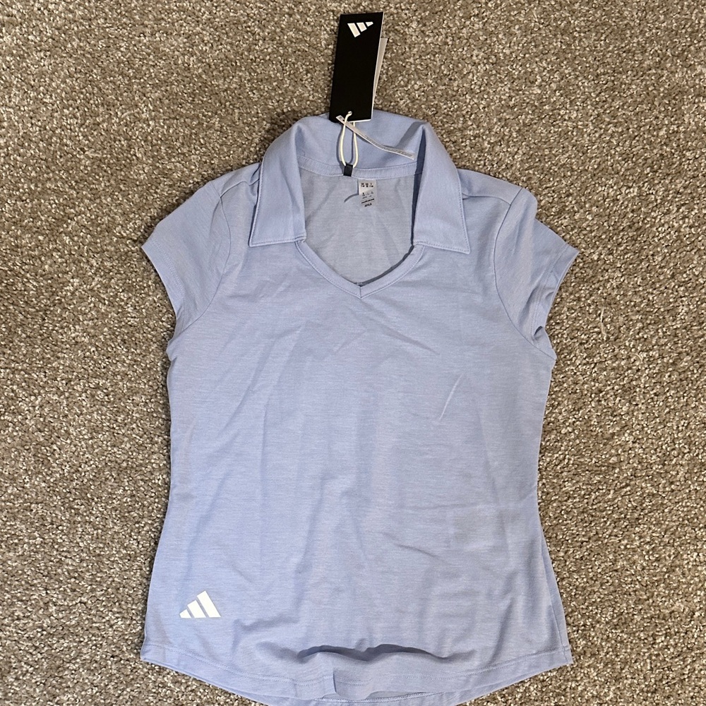 adidas Women's Sky Blue V-Neck Polo